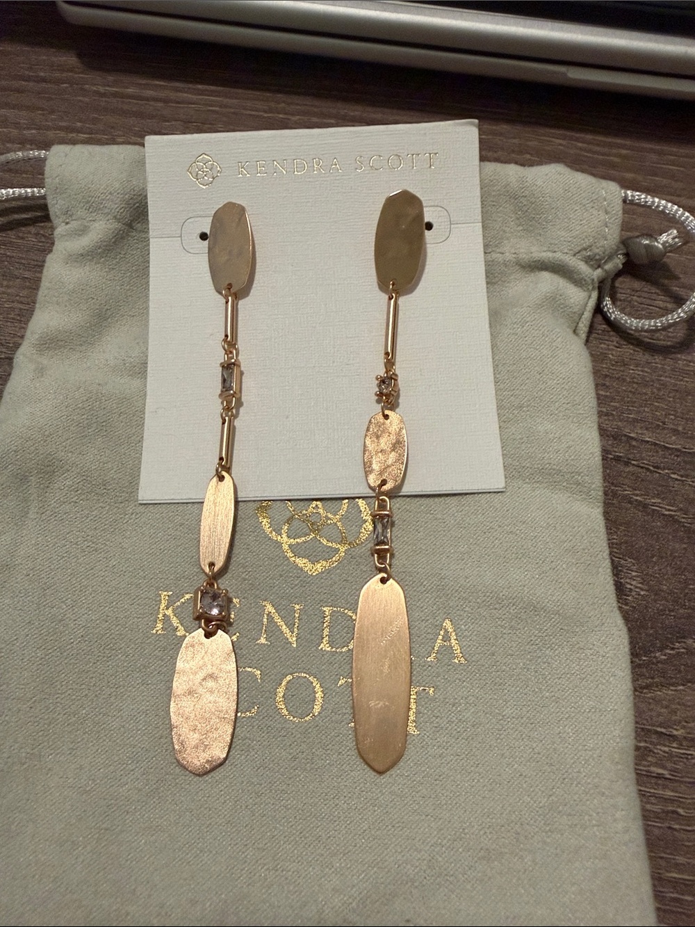 Kendra Scott Rose Gold Textured Linear Drop Earrings